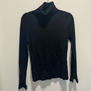 Maeve Parker Ribbed Turtleneck Top Black